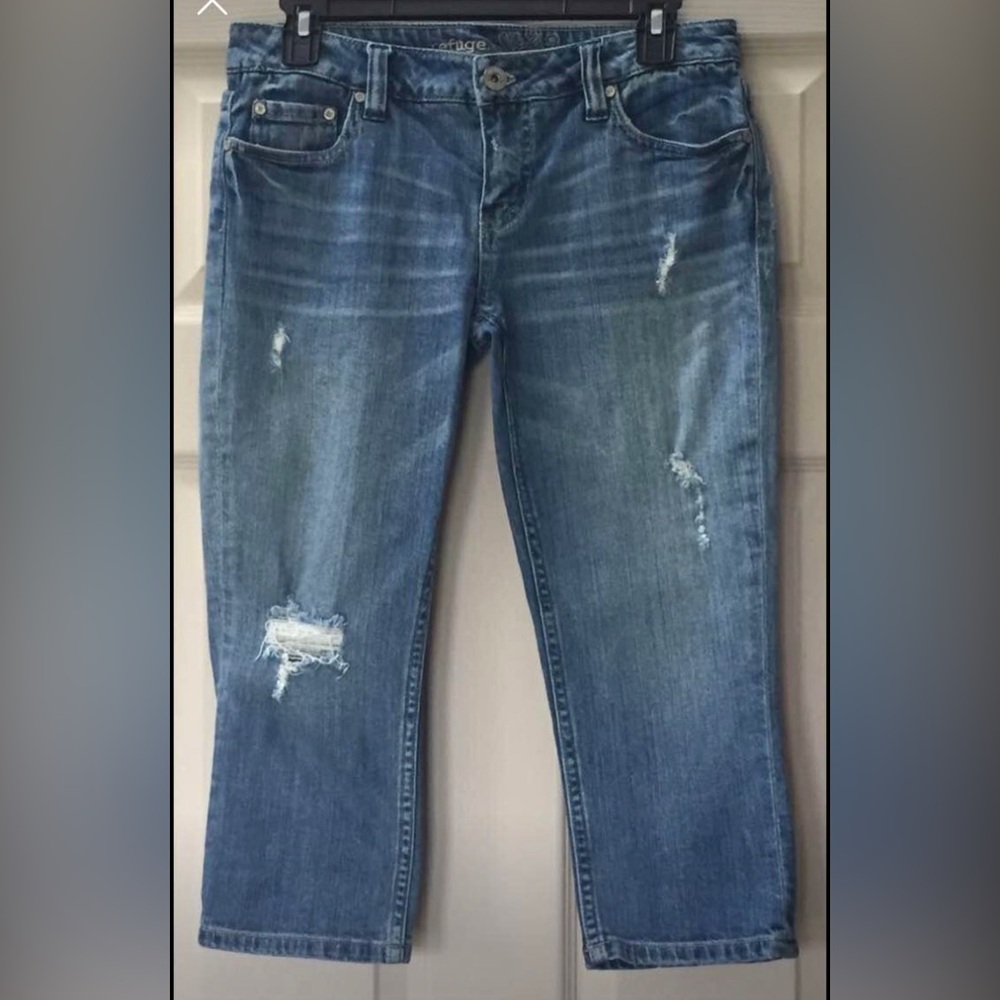 Refuge Distressed Cropped Denim Jeans Size 7 Y2K